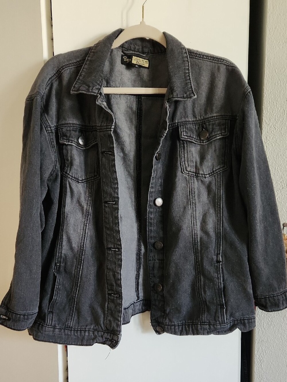 Suzanne Betro Charcoal Denim Jacket Sz M